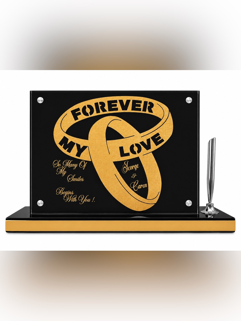 Gold & Black "Forever My Love"  Art acrylic